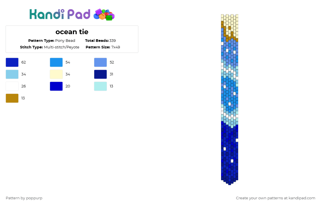 ocean tie - Pony Bead Pattern by poppurp on Kandi Pad - light blue,purple,cotdoceans