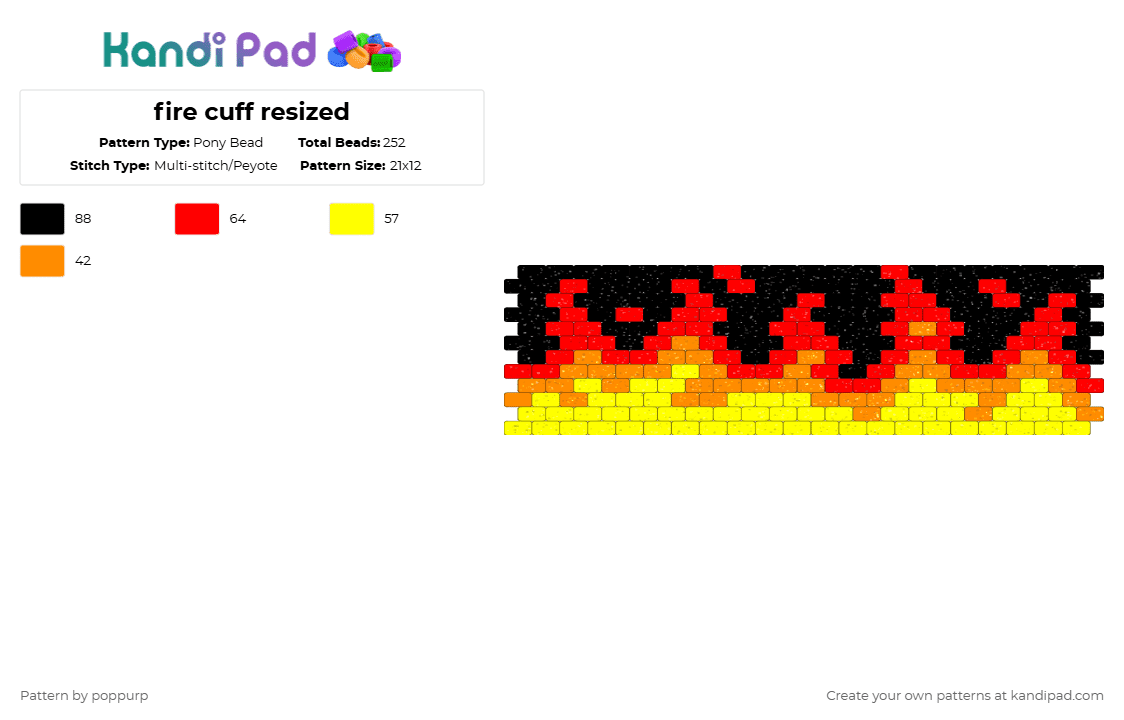 fire cuff resized - Pony Bead Pattern by poppurp on Kandi Pad - red,yellow