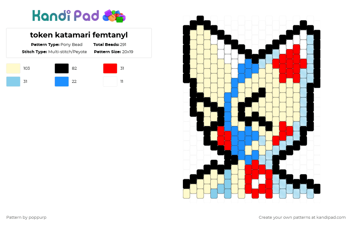 token katamari femtanyl - Pony Bead Pattern by poppurp on Kandi Pad - yellow
