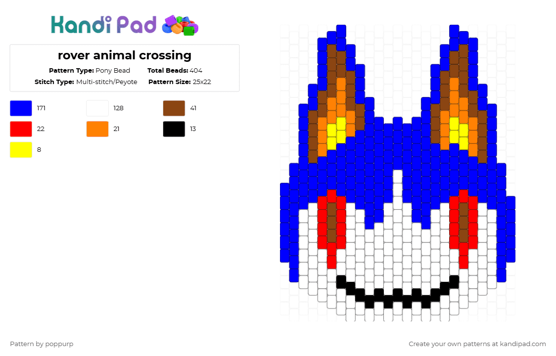 rover animal crossing - Pony Bead Pattern by poppurp on Kandi Pad - purple,red