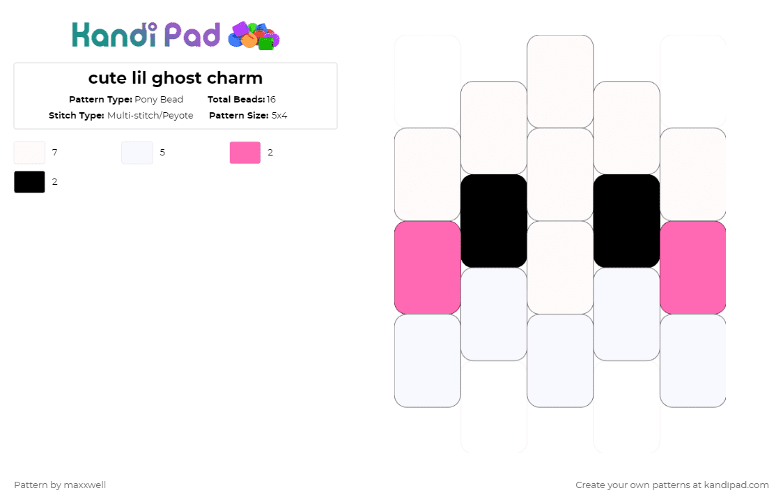 cute lil ghost charm - Pony Bead Pattern by maxxwell on Kandi Pad - white