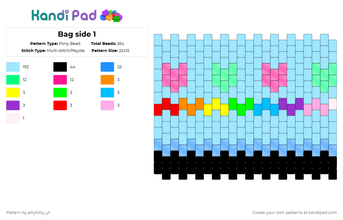 Side Pade Pattern Bag side 1 Pony Bead Pattern - Kandi Pad | Kandi Patterns, Fuse Bead ...