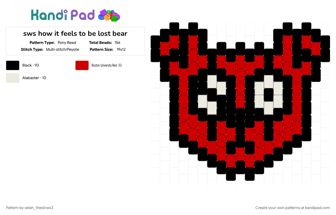 sws how it feels to be lost bear - Pony Bead Pattern by selah_thedinox3 on Kandi Pad - bear, emo, how it feels to be lost, music, red, scene, sleeping with sirens