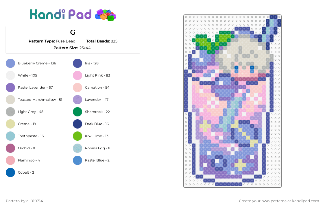 Copy of LADS Xavier soda - Fuse Bead Pattern by ali010714 on Kandi Pad - light blue,purple,pink,beige,sodas