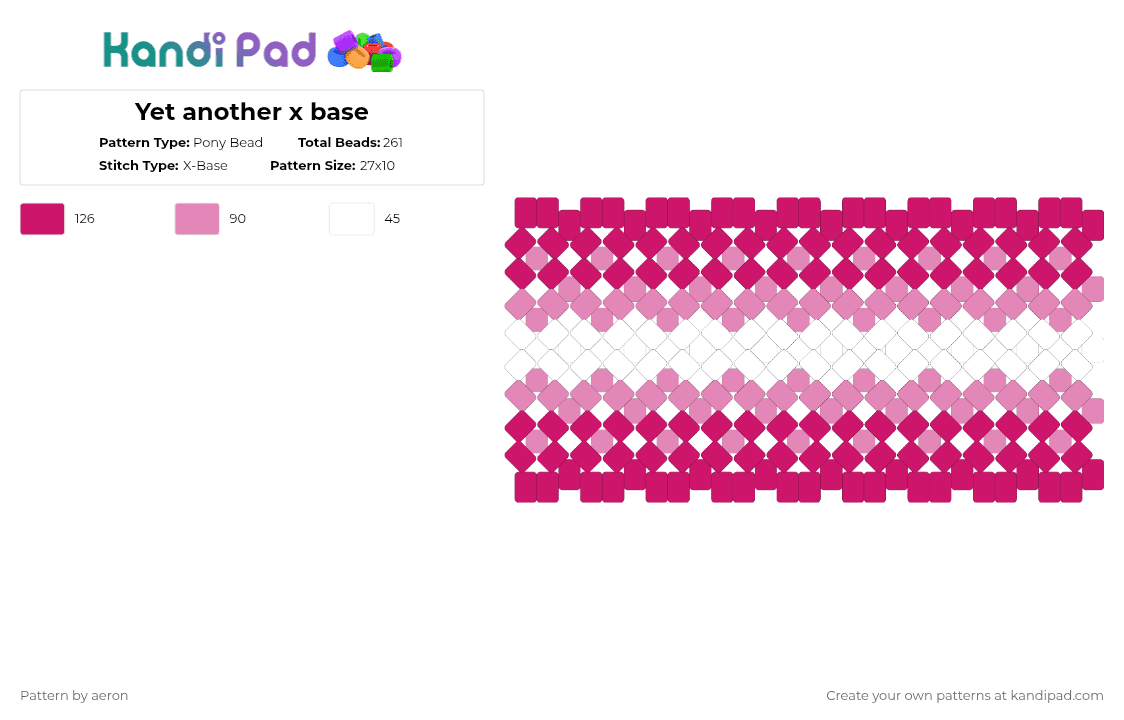 Yet another x base Pony Bead Pattern - Kandi Pad | Kandi Patterns, Fuse ...