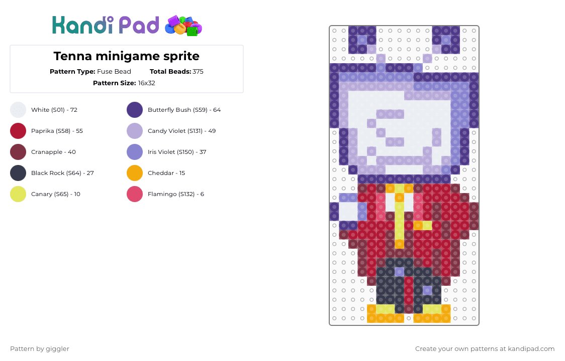 Tenna minigame sprite - Kandi Pad | Kandi Patterns, Fuse Bead