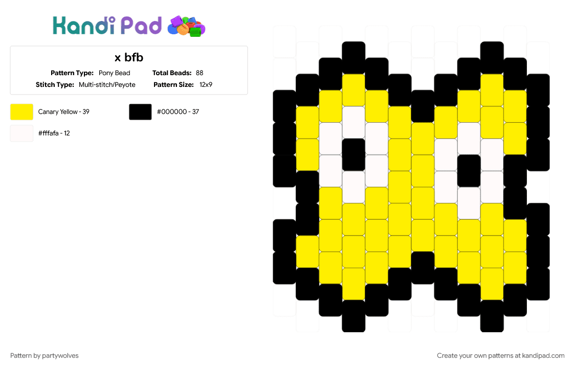 x bfb - Pony Bead Pattern by partywolves on Kandi Pad - bfb, bfdi, yellow