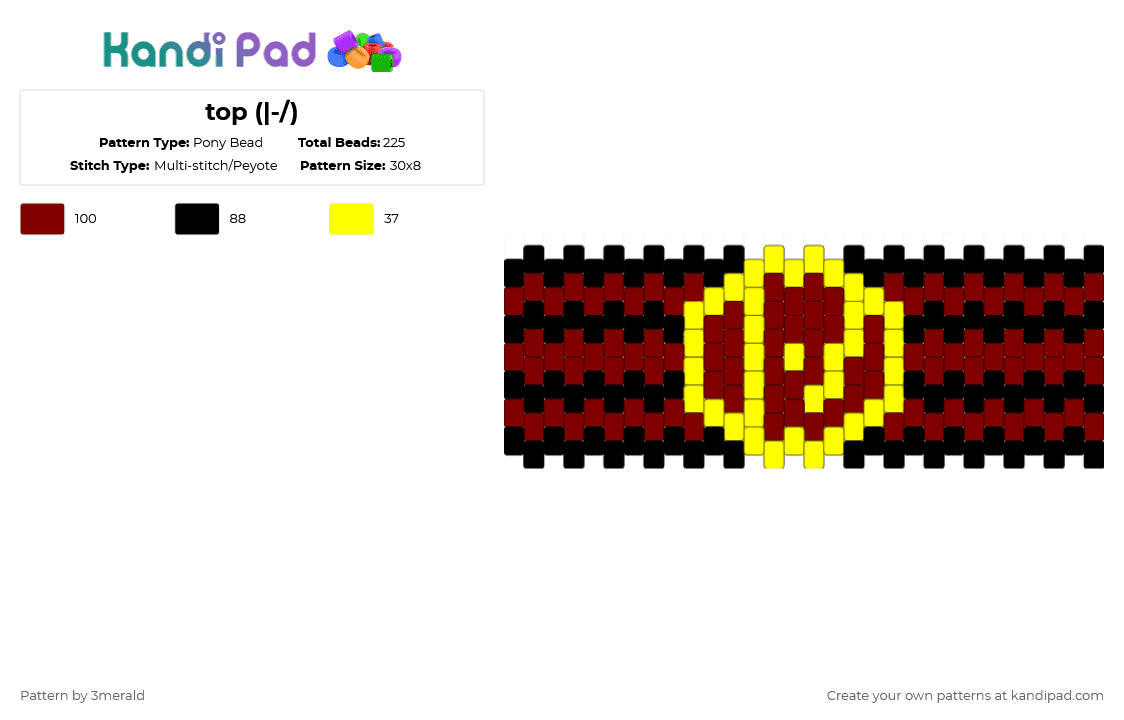 top (|-/) - Pony Bead Pattern by 3merald on Kandi Pad - brown,yellow
