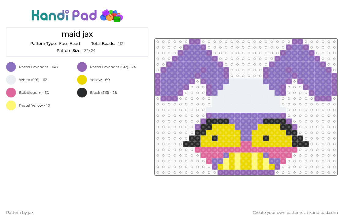 maid jax - Fuse Bead Pattern by kinger_da_yippeee on Kandi Pad - pink,blue