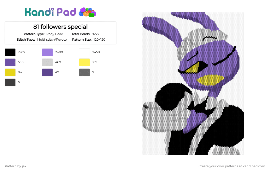 81 followers special - Pony Bead Pattern by kinger_da_yippeee on Kandi Pad - pink