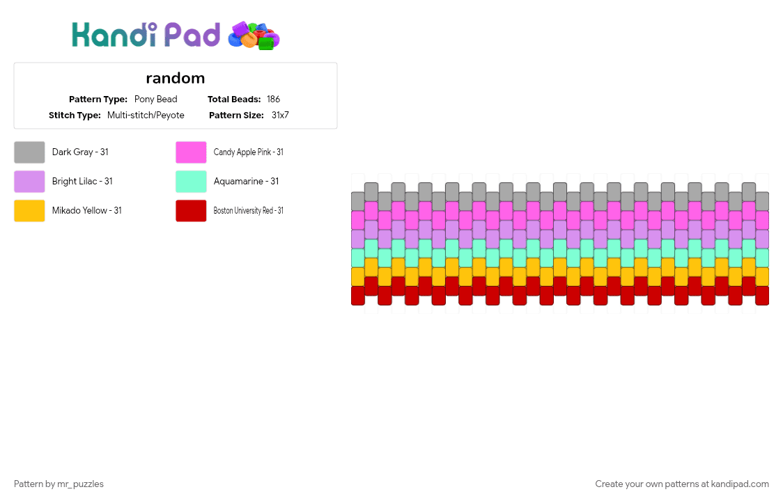 random - Pony Bead Pattern by mr_puzzles on Kandi Pad - pink