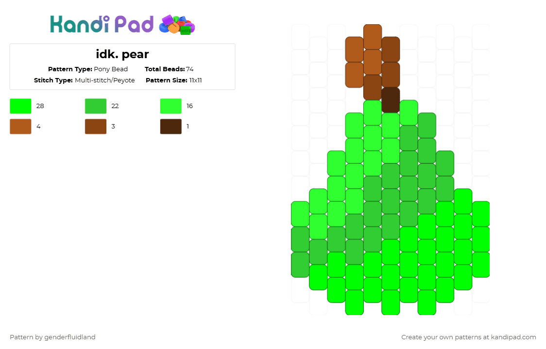 idk. pear - Pony Bead Pattern by kinger_da_yippeee on Kandi Pad - green