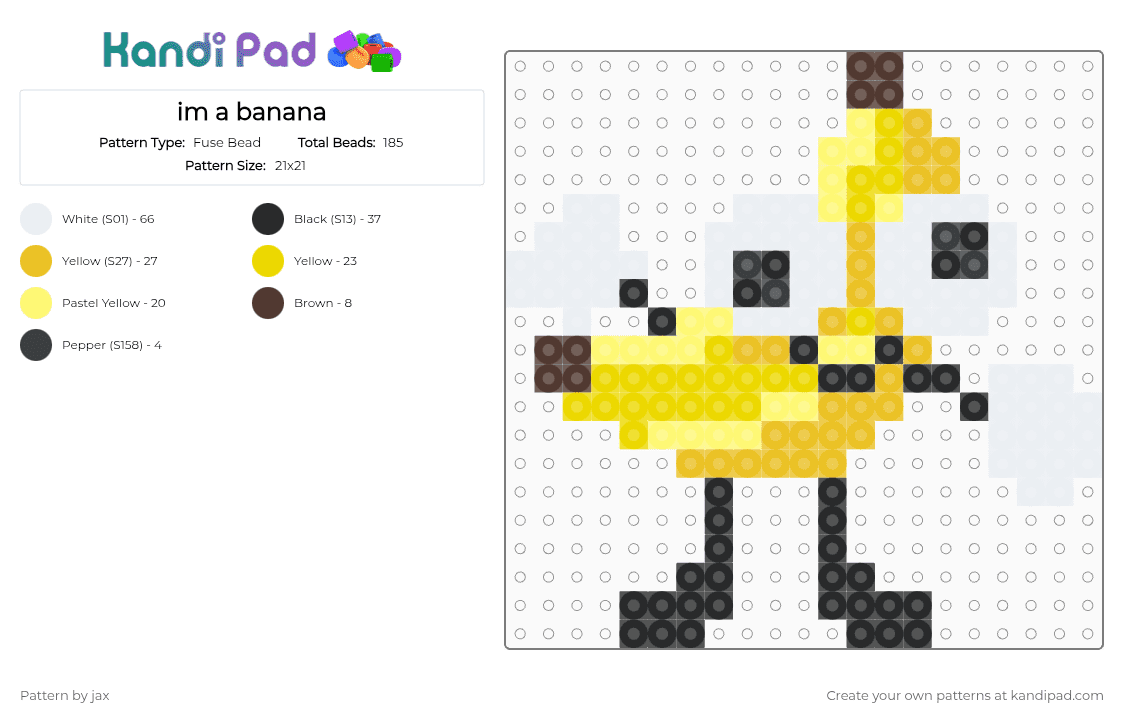 im a banana - Fuse Bead Pattern by kinger_da_yippeee on Kandi Pad - yellow