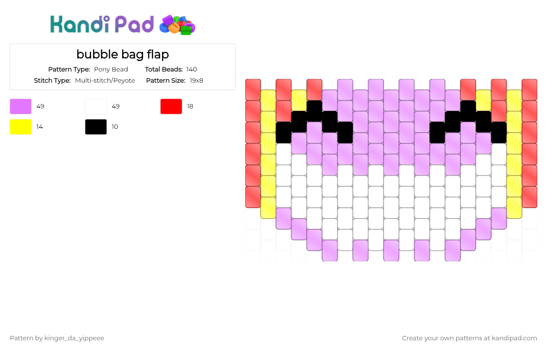 bubble bag flap - Pony Bead Pattern by mr_puzzles on Kandi Pad - bag, bubble, pink, tadc