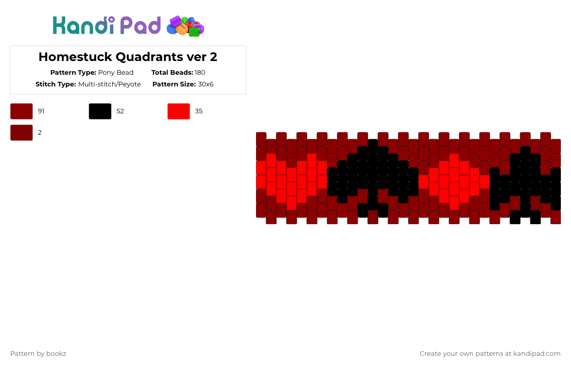 Homestuck Quadrants ver 2 - Pony Bead Pattern by bookz on Kandi Pad - red