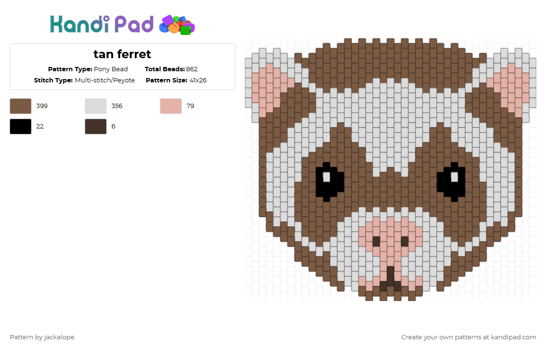 tan ferret - Pony Bead Pattern by jackalope on Kandi Pad - tan