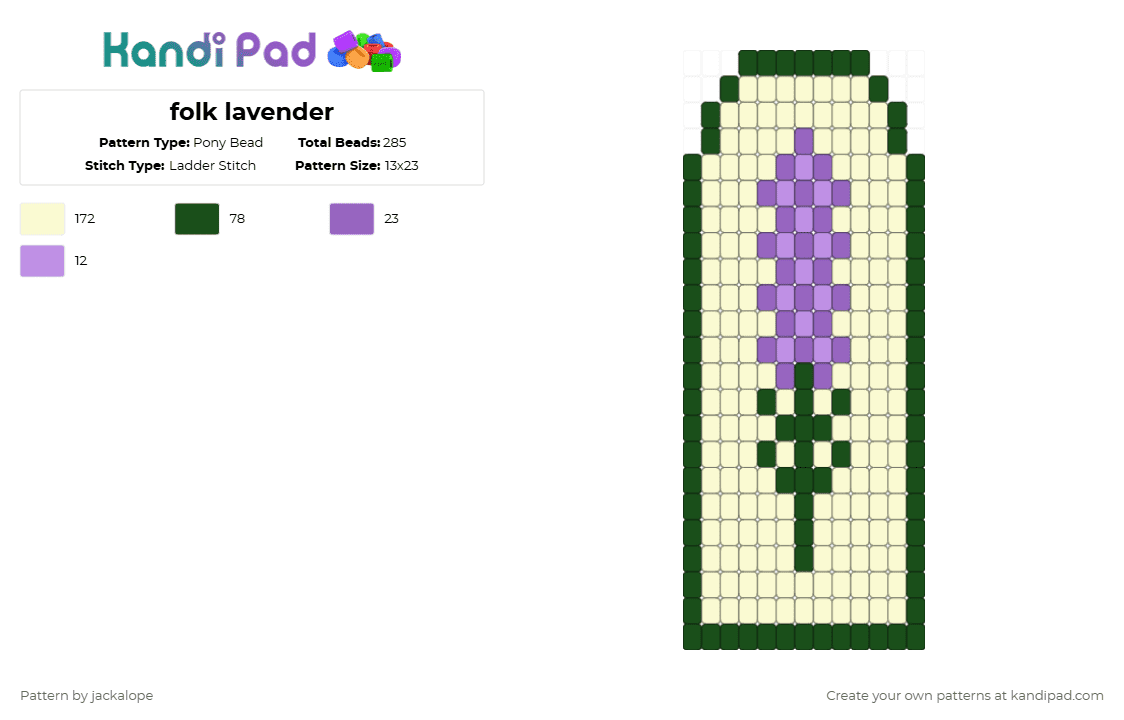 folk lavender - Pony Bead Pattern by jackalope on Kandi Pad - white,nature,lavender,flower,purple,lesbian,folk,swedish
