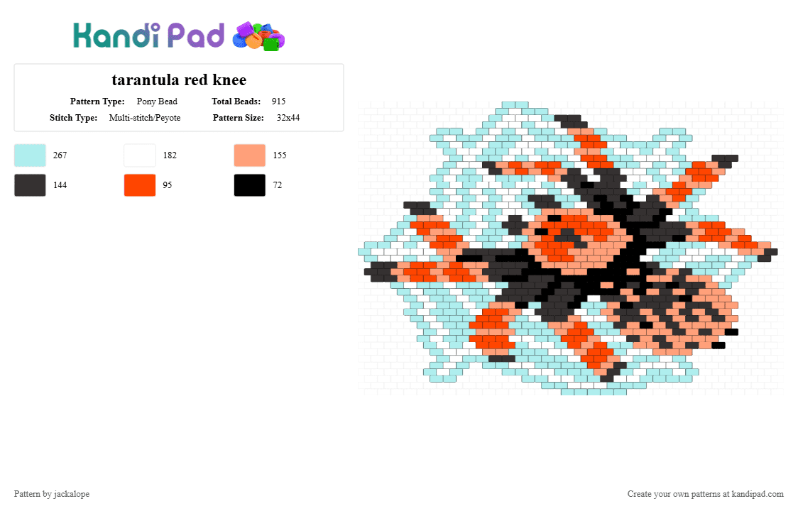 tarantula red knee - Pony Bead Pattern by jackalope on Kandi Pad - light blue