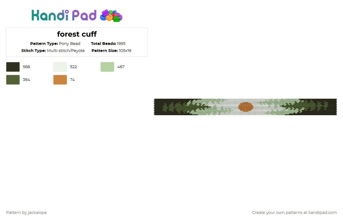 forest choker - Pony Bead Pattern by jackalope on Kandi Pad - gold,teal,forest,trees,nature,moon,cuff,plants