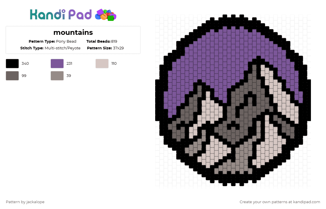 mountains - Pony Bead Pattern by jackalope on Kandi Pad - pink,mountain,colorado,nature,sky