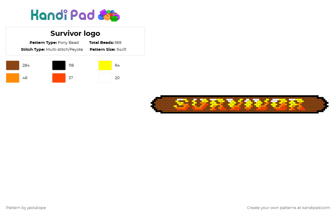 Survivor logo - Pony Bead Pattern by jackalope on Kandi Pad - red,survivor,tv show,logo,reality tv,fire