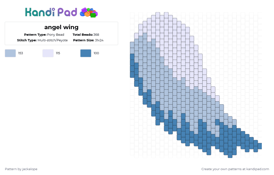 angel wing - Pony Bead Pattern by jackalope on Kandi Pad - light blue,blue,angel,wing,fly,jesus,bird,cross,nature