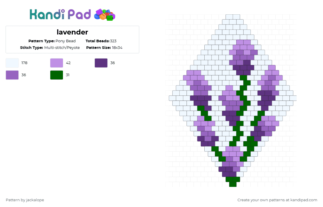 lavender - Pony Bead Pattern by jackalope on Kandi Pad - white,pink,lavender,flower,plant,purple,lesbian,nature