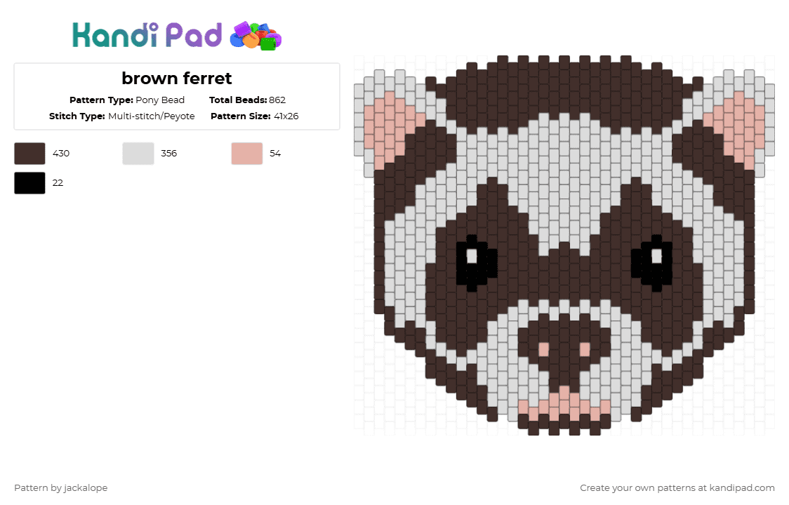 brown ferret - Pony Bead Pattern by jackalope on Kandi Pad - brown