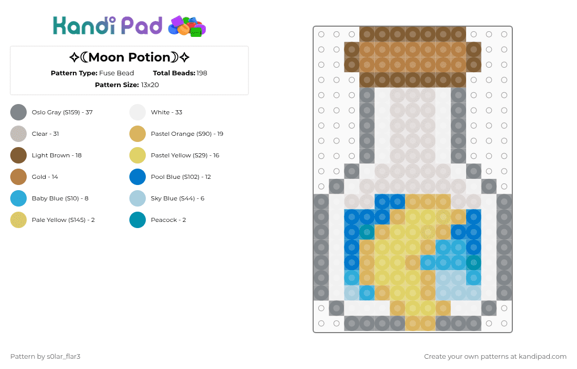 ✧☾Moon Potion☽✧ - Fuse Bead Pattern by deleted_user_430754 on Kandi Pad - orange,gray,tan,beige