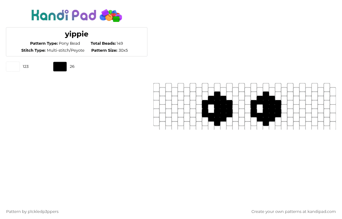 yippie - Pony Bead Pattern by p1ckledp3ppers on Kandi Pad - white