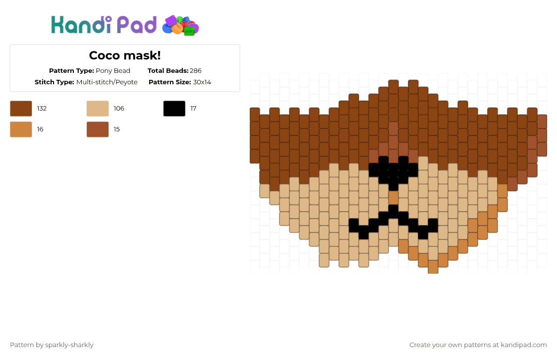 Coco mask! - Pony Bead Pattern by sparkly-sharkly on Kandi Pad - red,beige,mask,furry,fursona