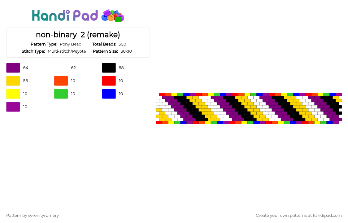 non-binary  2 (remake) - Pony Bead Pattern by serenityrumery on Kandi Pad - yellow,pink,rainbow
