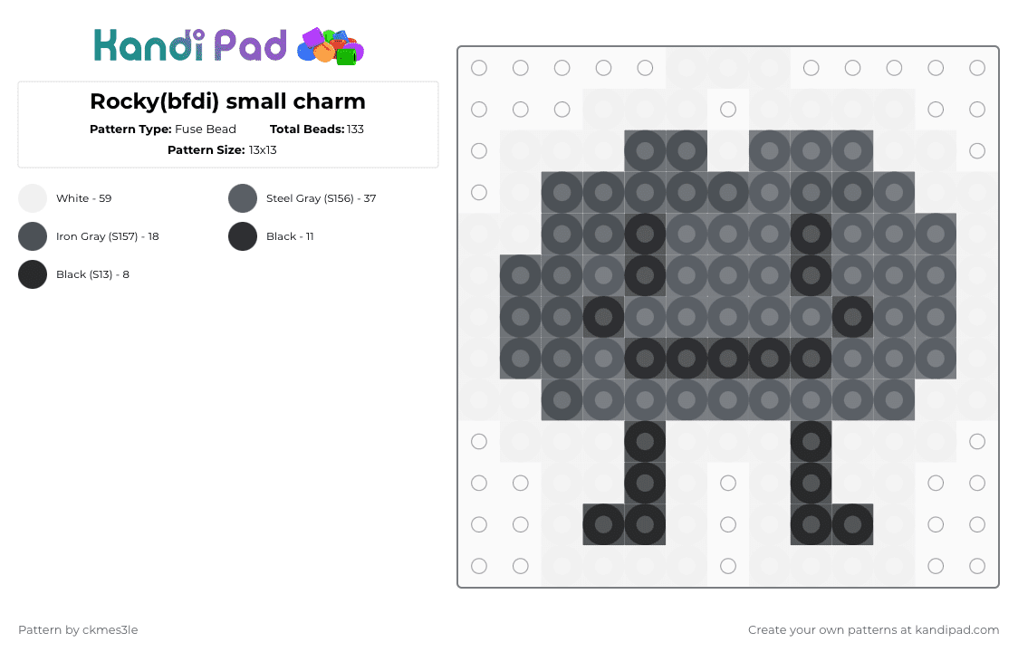 Rocky(bfdi) small charm - Fuse Bead Pattern by ckmes3le on Kandi Pad - purple,gray,bfdi,charm,rocky,battle for dream island
