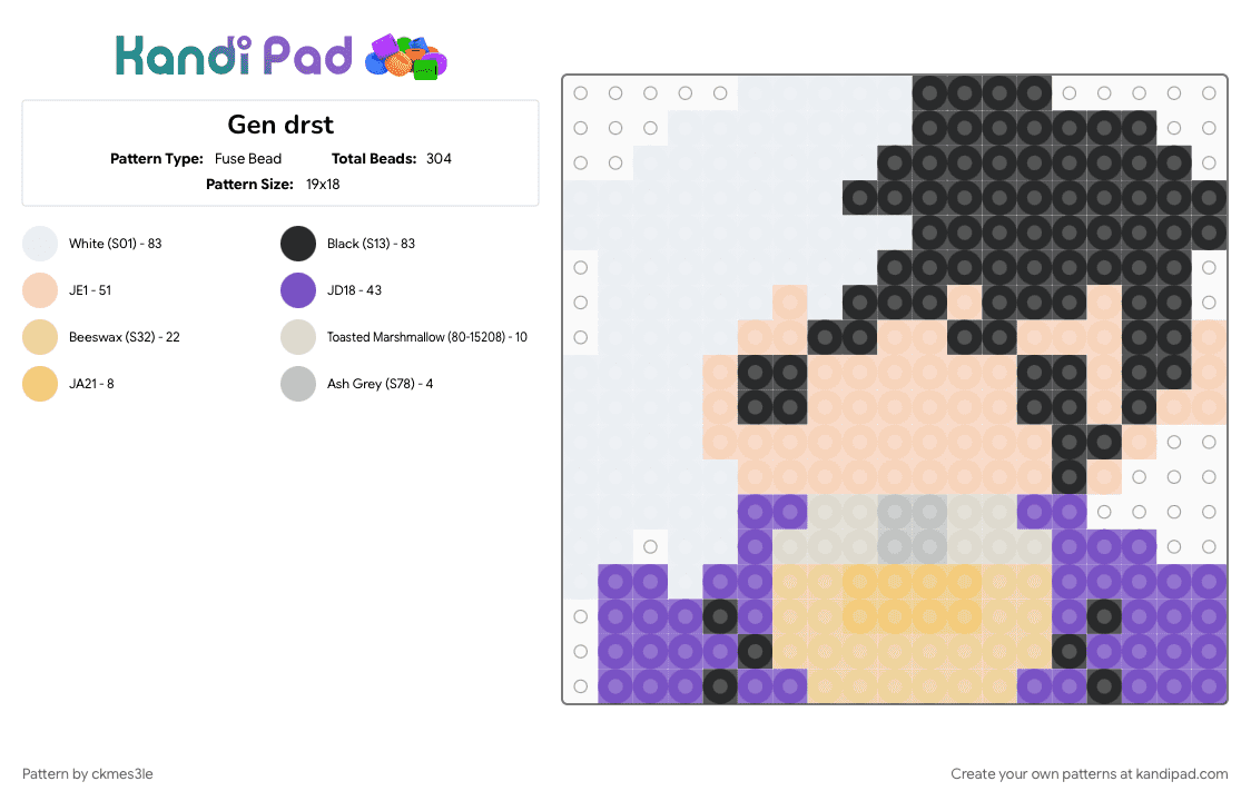 Gen drst - Fuse Bead Pattern by ckmes3le on Kandi Pad - anime, beige, character, dr stone, drst, gen