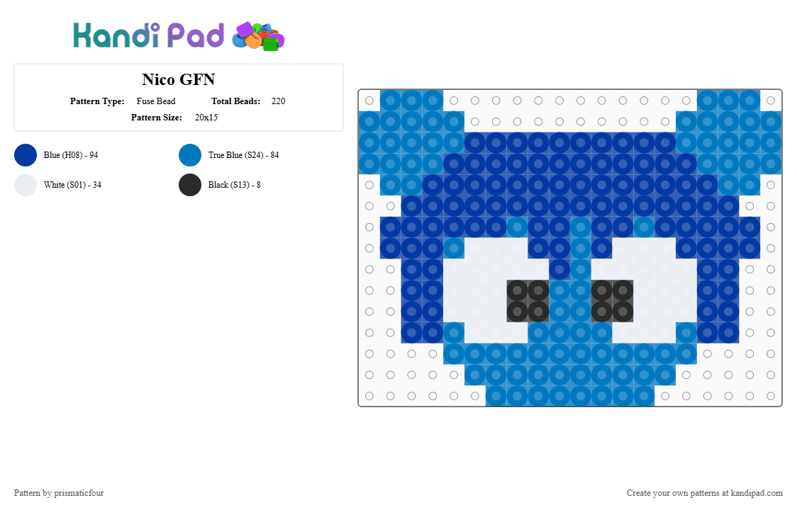 Nico GFN - Fuse Bead Pattern by prismaticfour on Kandi Pad - blue,gfn,nico gfn,get fatter now,youtube,indie,nico