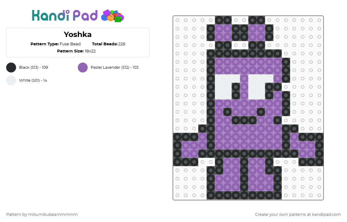 Yoshka - Fuse Bead Pattern by prismaticfour on Kandi Pad - pink,cfmot,yoshka,objectshow