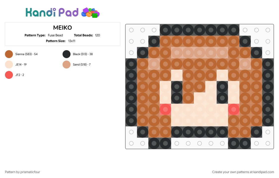MEIKO - Fuse Bead Pattern by prismaticfour on Kandi Pad - chibi, meiko, tan, vocaloid, voicebank
