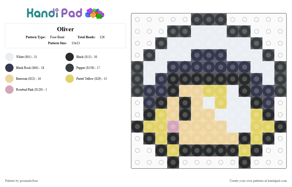 Oliver - Fuse Bead Pattern by prismaticfour on Kandi Pad - beige, music, oliver, purple, vocaloid, voicebank, yellow
