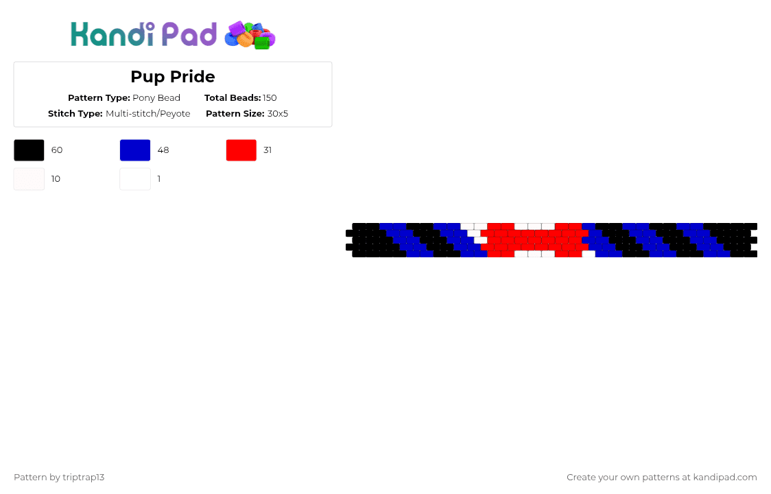 Pup Pride - Pony Bead Pattern by triptrap13 on Kandi Pad - purple,red