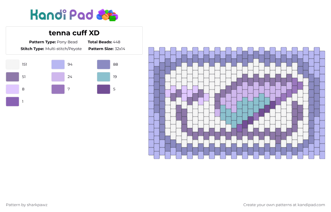 tenna cuff XD - Pony Bead Pattern by sharkpawz on Kandi Pad - gray,pink