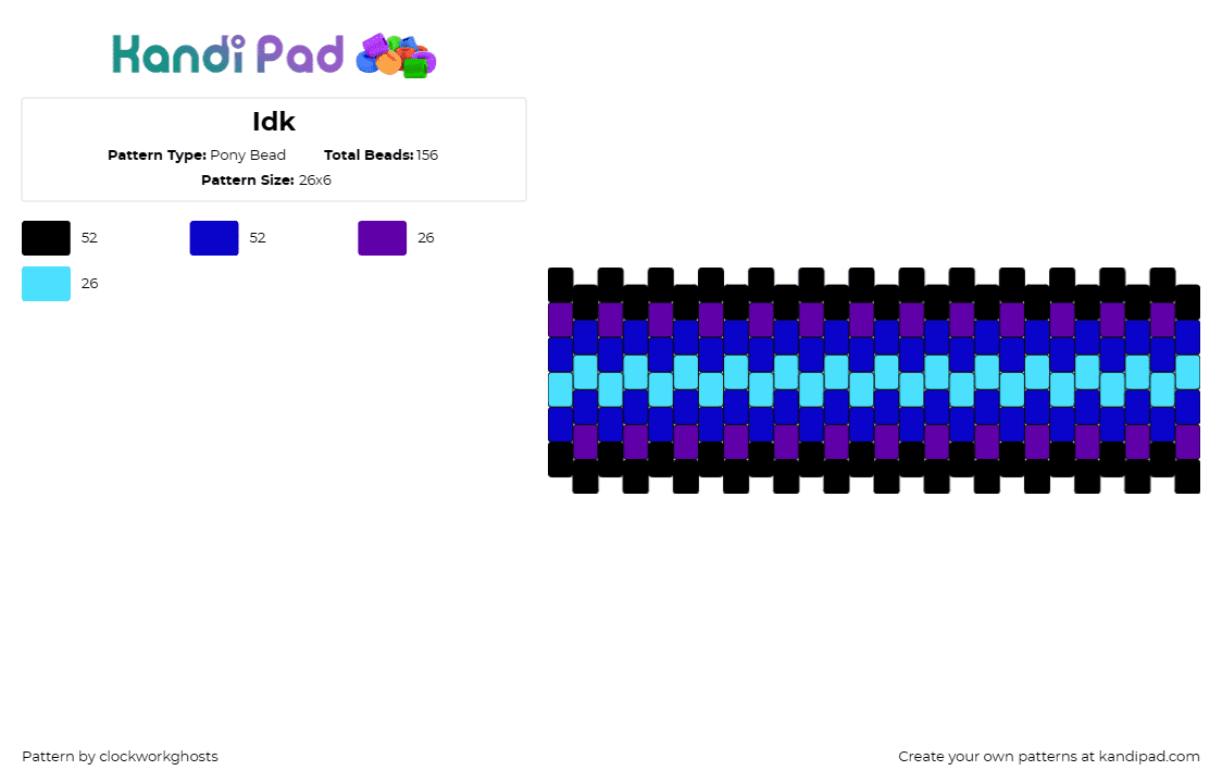 Idk - Pony Bead Pattern by clockworkghosts on Kandi Pad - neon,horizontal,glow,stripes,cuff,blue