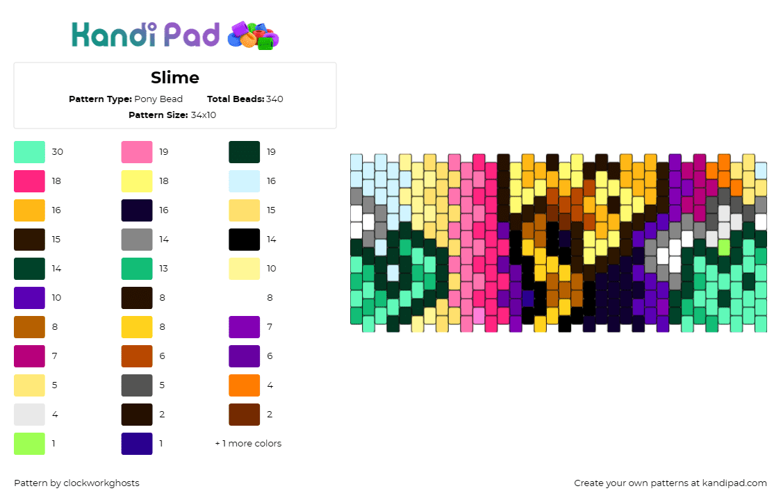 Slime - Pony Bead Pattern by clockworkghosts on Kandi Pad - slime,drippy,colorful,cuff,green,yellow