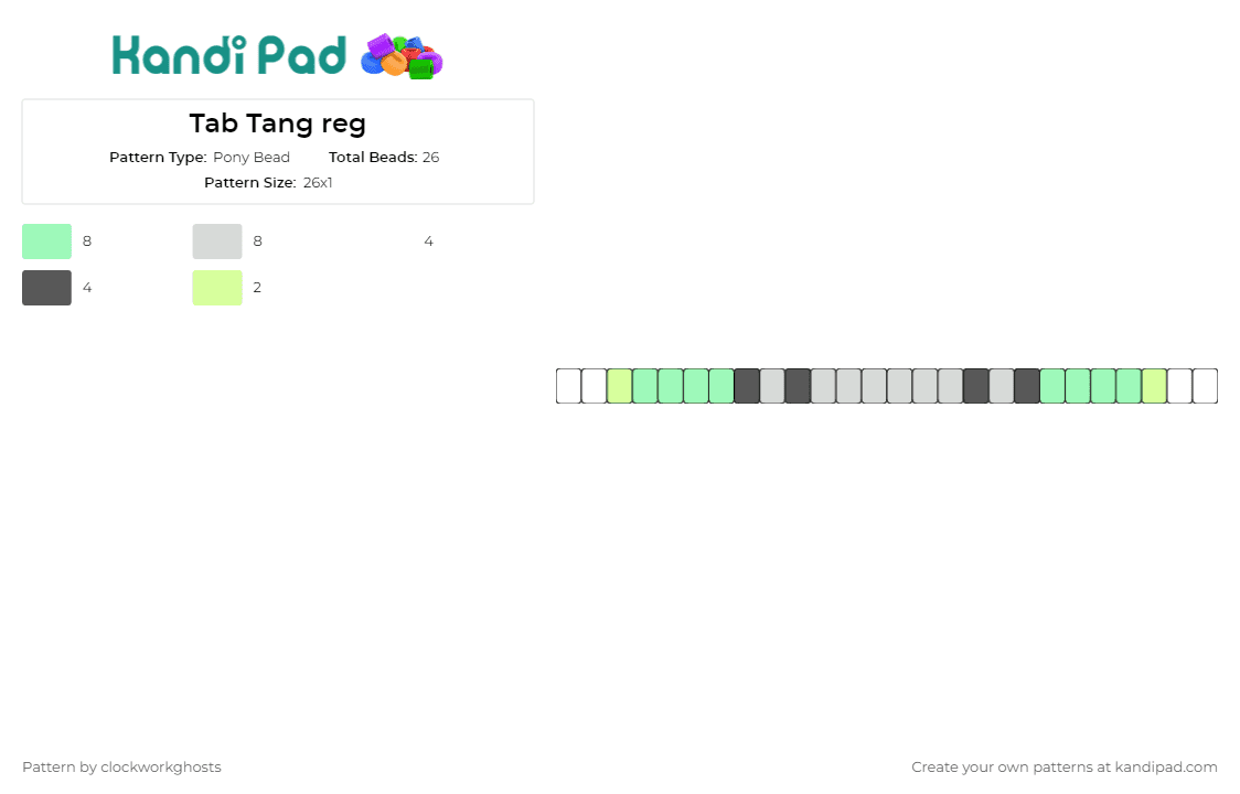 Tab Tang reg - Pony Bead Pattern by clockworkghosts on Kandi Pad - singles,bracelet