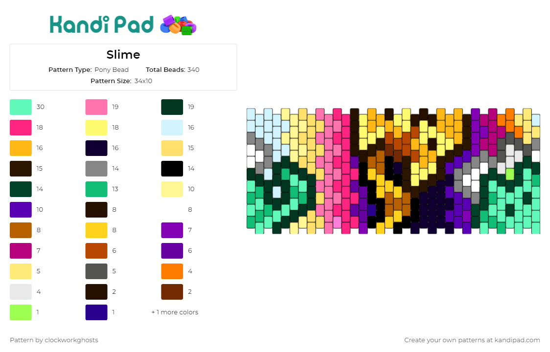 Slime - Pony Bead Pattern by clockworkghosts on Kandi Pad - slime,cuff