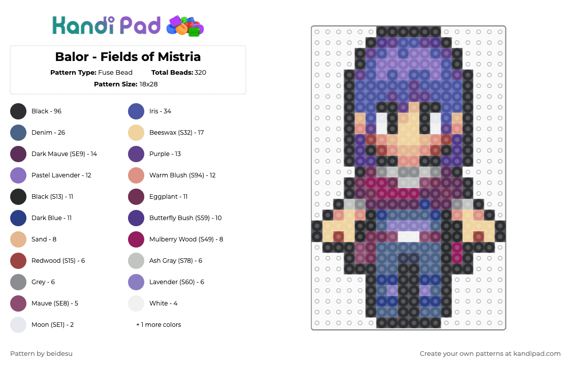 Fields of Mistria - Balor - Fuse Bead Pattern by beidesu on Kandi Pad - purple,blue,beige,pink,fields of mistria,balor,game,sprite,fall,fom,farming
