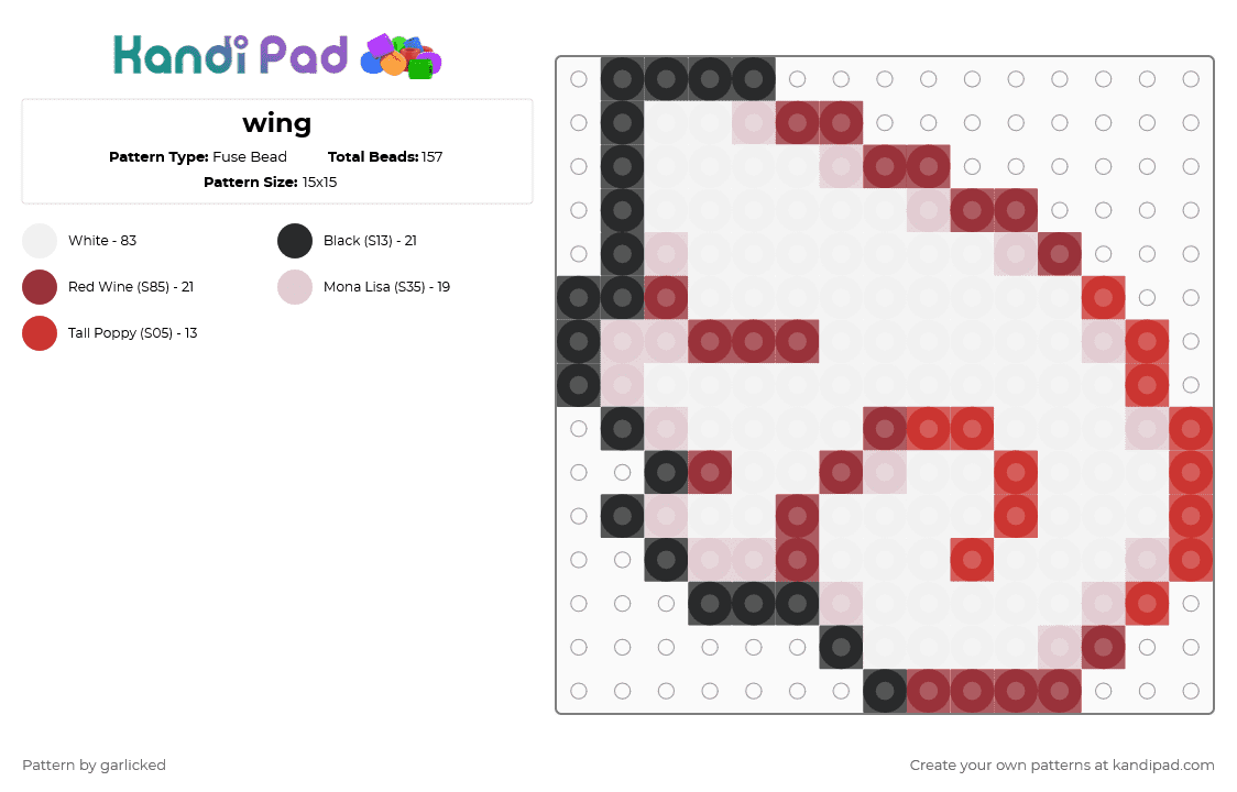 wing - Fuse Bead Pattern by garlicked on Kandi Pad - white