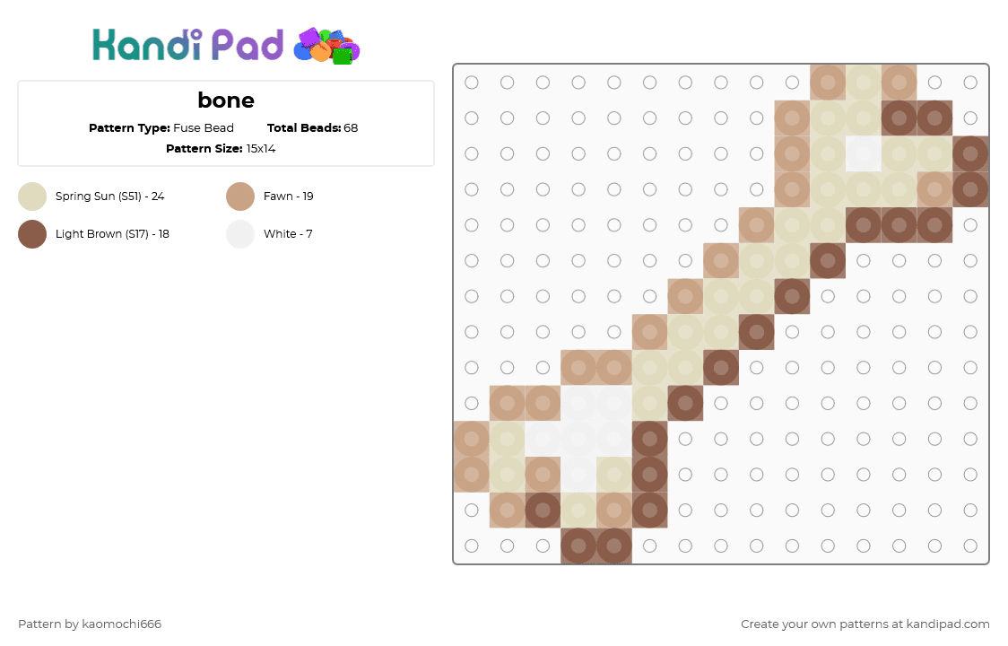 bone - Fuse Bead Pattern by garlicked on Kandi Pad - tan,beige