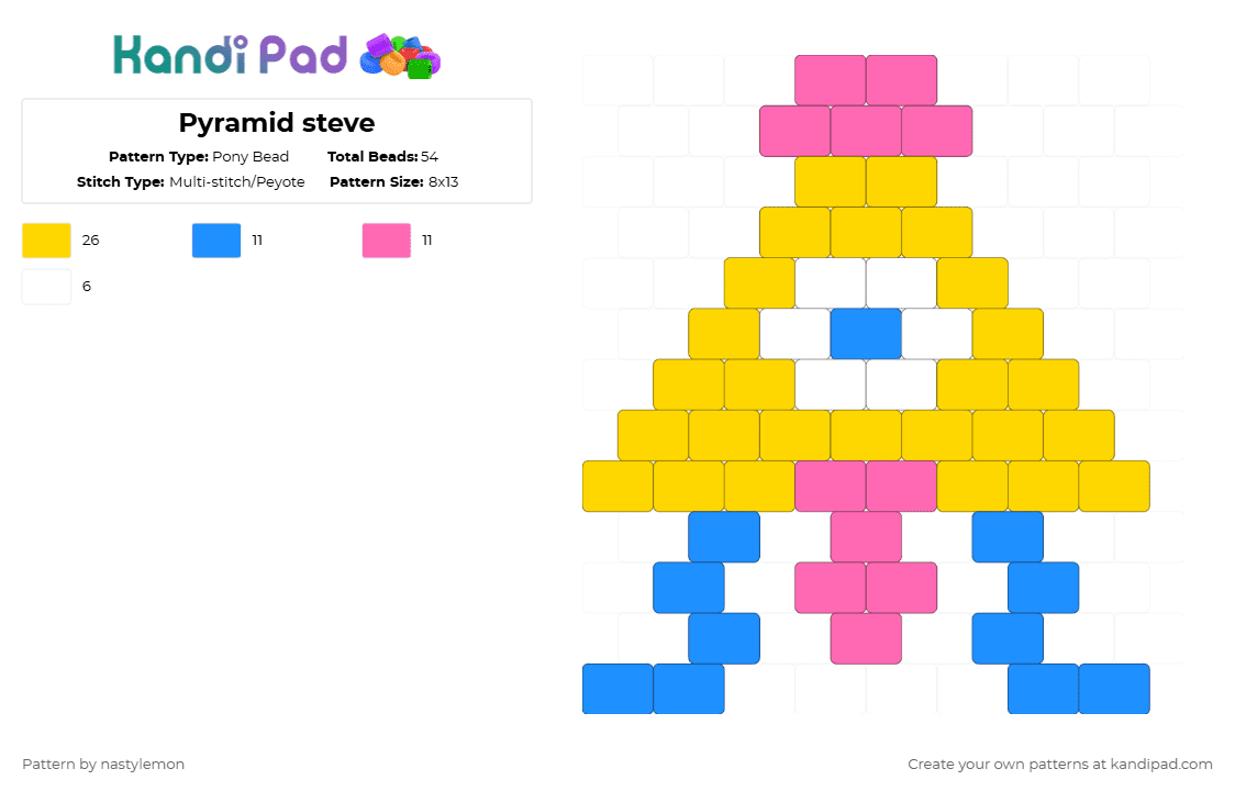 Pyramid steve - Pony Bead Pattern by nastylemon on Kandi Pad - yellow,pyramid steve,gravity falls,steve,pyramid,triangle,geometry,bill cipher,bill