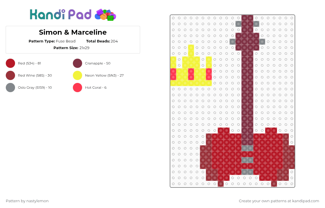 Simon & Marceline - Fuse Bead Pattern by nastylemon on Kandi Pad - brown,red,simon,ice king,adventure time,marceline,crown,guitar,marcy,simon and marcy
