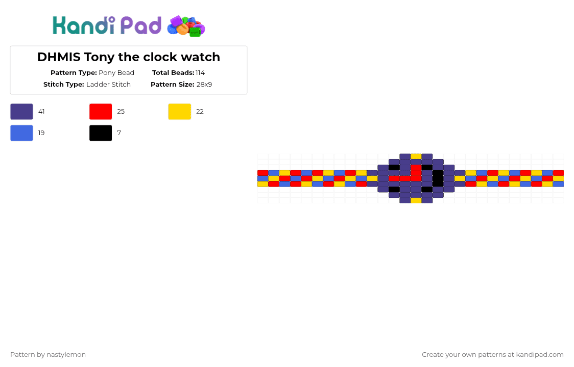 DHMIS Tony the clock watch - Pony Bead Pattern by nastylemon on Kandi Pad - purple,dhmis,dont hug me im scared,tony the clock,tony,watch,cuff,creative